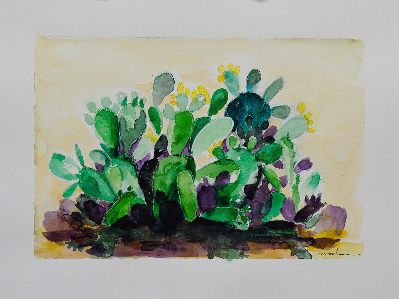 Obraz akvarel cacti 19,5 x 30 cm