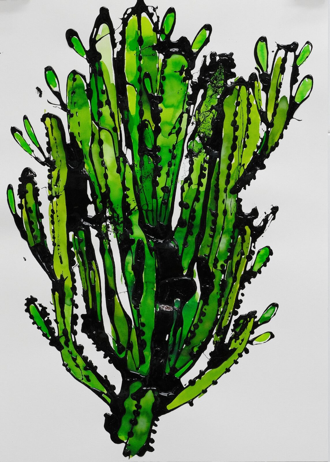 Obraz dripping Couloured cactus 59 x 42 cm