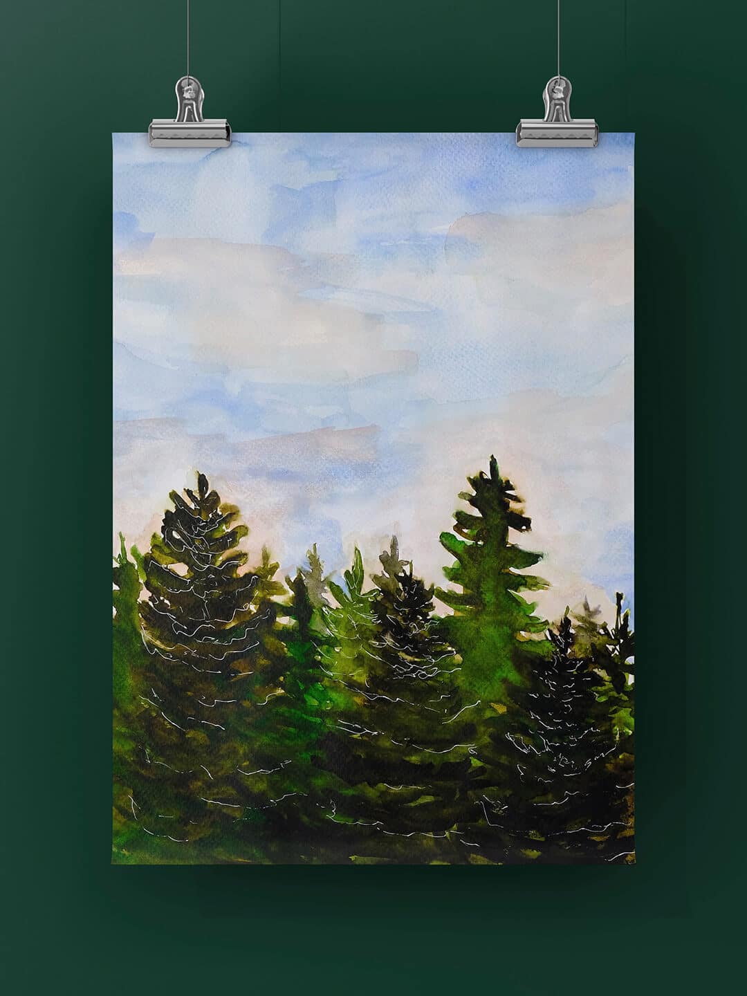 Obraz akvarel forest 29,5 x 40 cm
