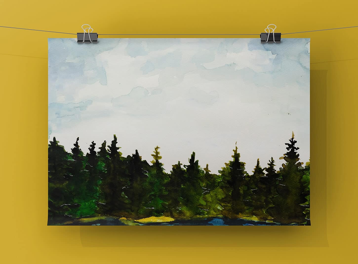 Obraz akvarel forest 29,5 x 40 cm