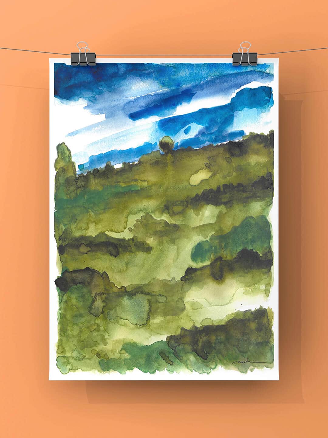 Obraz akvarel landscape 18,5 x 28 cm