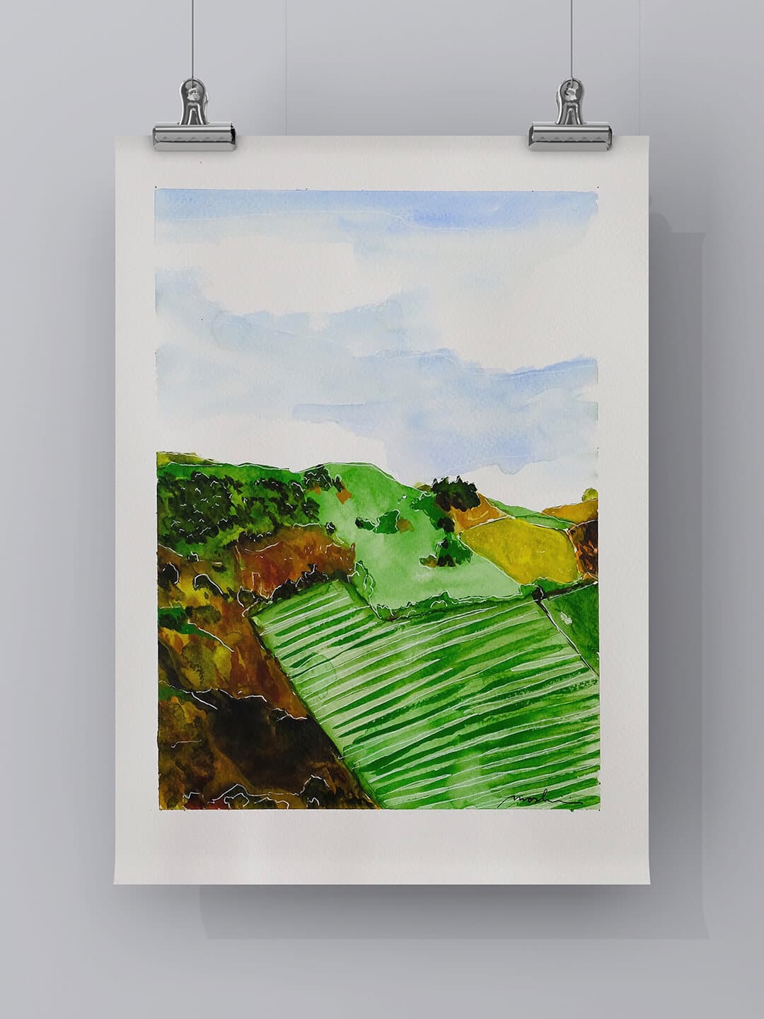 Obraz akvarel landscape 19,5 x 27 cm