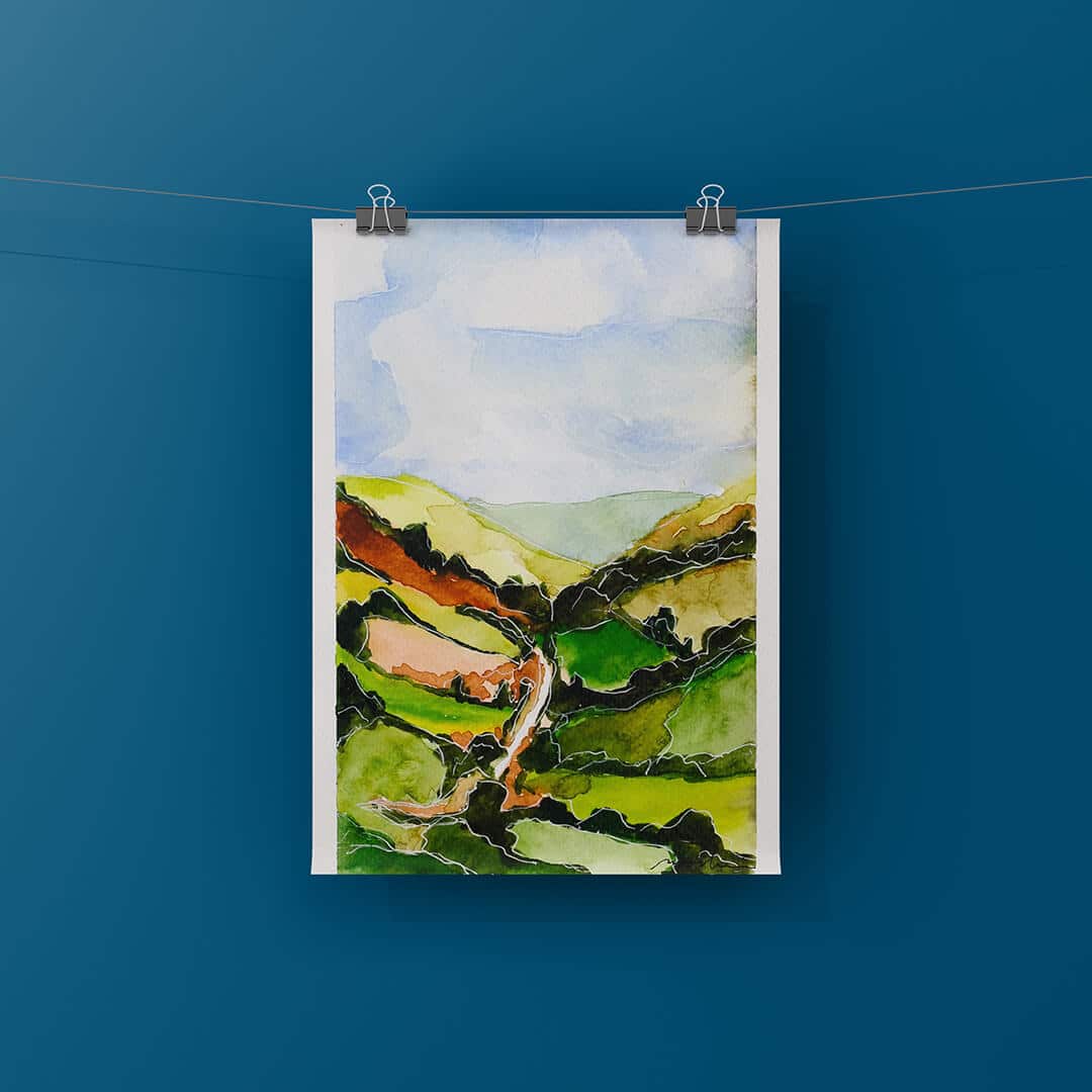 Obraz akvarel landscape 12,5 x 20 cm
