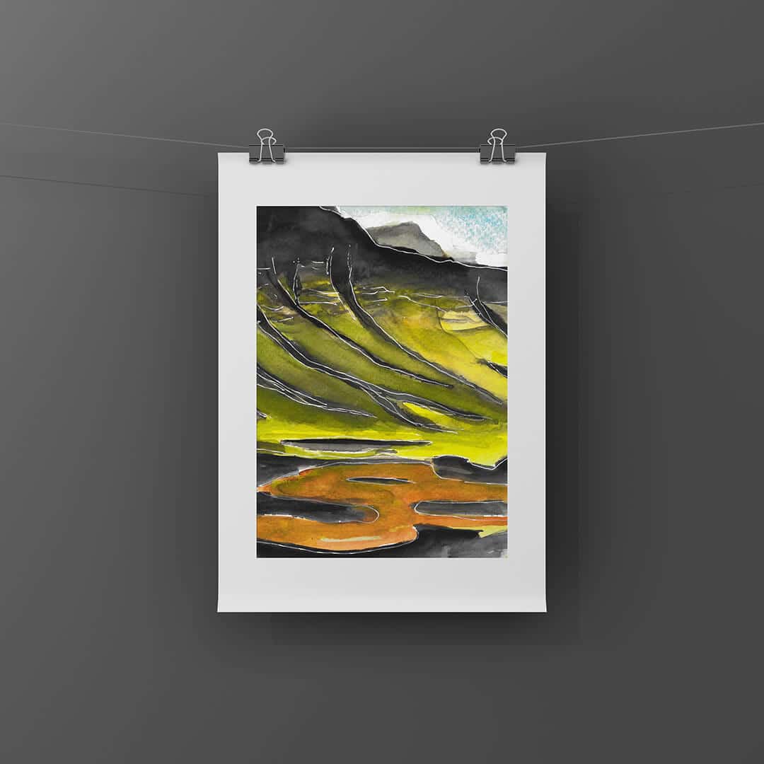 Obraz akvarel mountain 12,5 x 20 cm