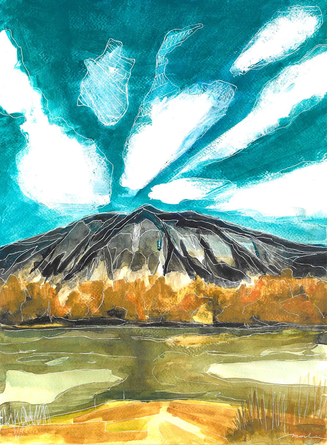 Obraz akvarel mountain 18,5 x 28 cm